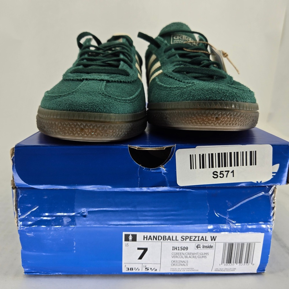 Adidas Handball Spezial W Collegiate Green Cream White Suede IH1509 Womens 7 - Picture 4 of 14
